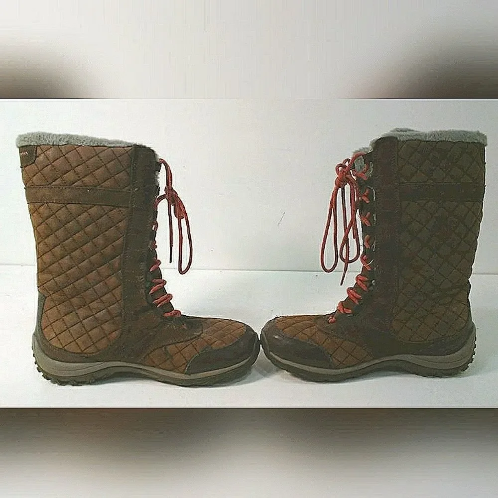Patagonia Brown Quilted Leather Faux Fur Lined Snow‎ Boots Waterproof